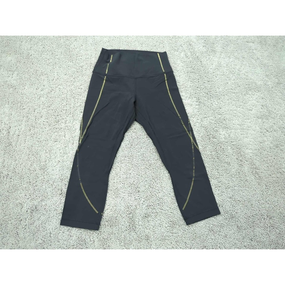 Lululemon Leggings‎ Womens 24" Black Capri Align HighRise Gold Detail Athleisure